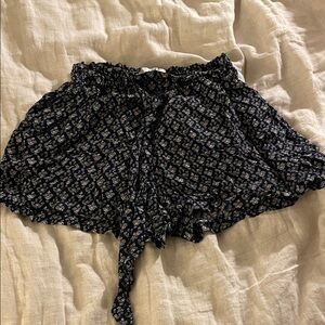 Hollister Navy and White Floral High Waist Shorts